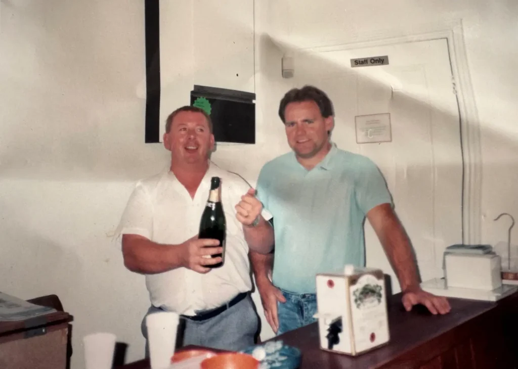 Martin with Gerry on the very first day of the buisness opening